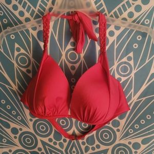 Red braided bikini top